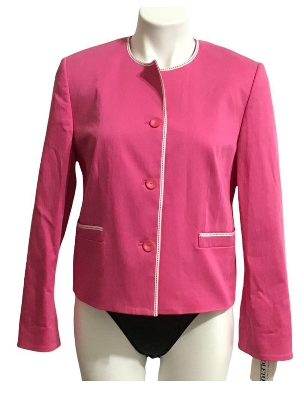 Pendleton Pink Blossom & Butterflies Stretch Button Down Blazer New Size 8